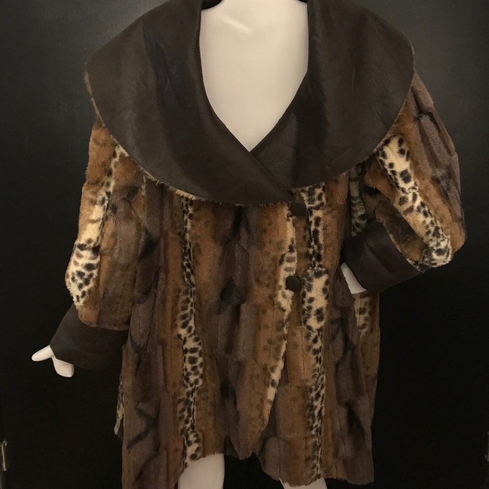 CHI BY FALCHI Reversible Faux Fur Swing Coat